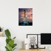 Die Morgendämmerung bricht hinter ASTP Saturn IB C Poster (Heimbüro)