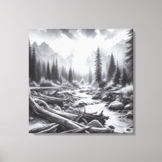 Die Morgendämmerung bricht über die Pinienwälder Leinwanddruck