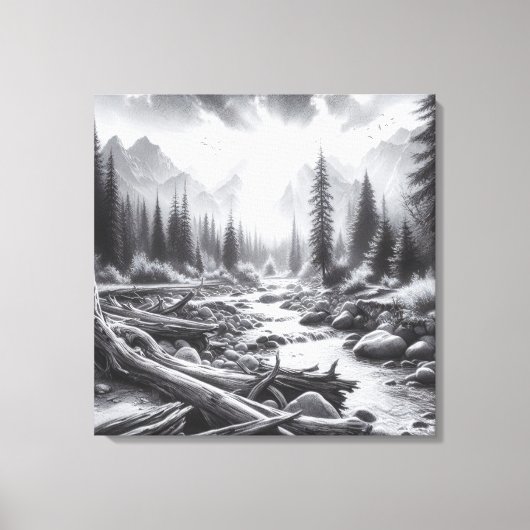 Die Morgendämmerung bricht über die Pinienwälder Leinwanddruck (Vorderseite)