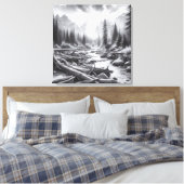 Die Morgendämmerung bricht über die Pinienwälder Leinwanddruck (Insitu (Schlafzimmer))