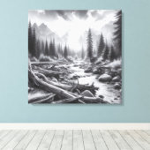 Die Morgendämmerung bricht über die Pinienwälder Leinwanddruck (Insitu (Holzboden))