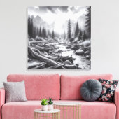 Die Morgendämmerung bricht über die Pinienwälder Leinwanddruck (Insitu (Wohnzimmer))