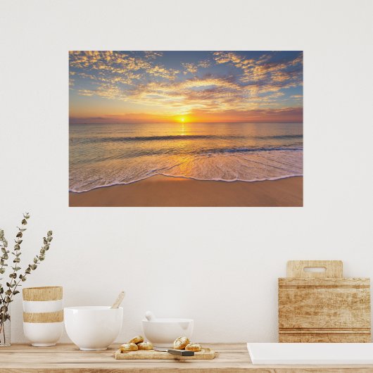 Die Morgensonne am Meer Poster (Küche)