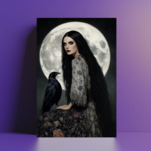 Die Morrigan-Göttin mit dunkler raben-gotischer Ku Postkarte