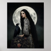 Die Morrigan Göttin mit Rabe Dunkle Gothic-Kunst Poster (Vorne)