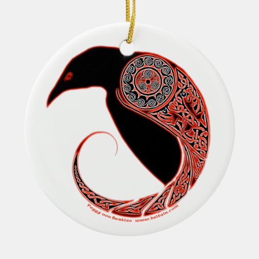 Die Morrigan Raben-keltische Verzierung #2 Keramik Ornament (Vorne)