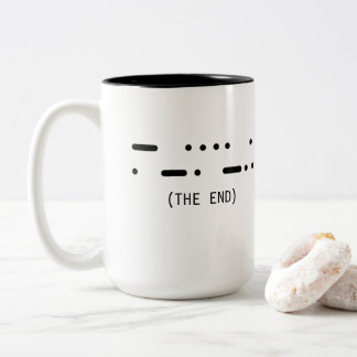 Die Morse-Code-Minimalist-Tasse 'The End' Zweifarbige Tasse