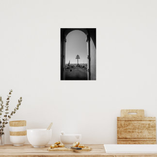 Die Mosta-Kuppel durch den Torbogen Poster