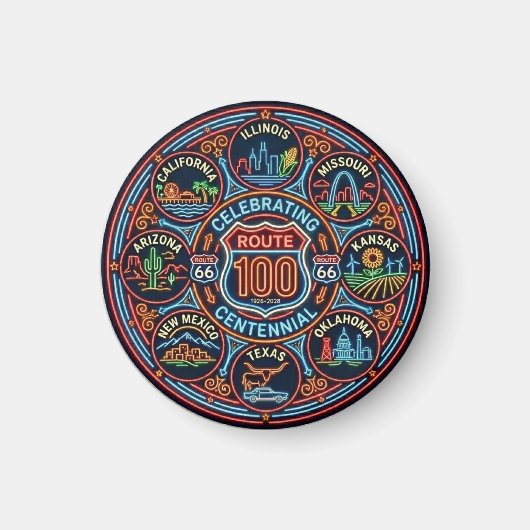 Die Mother Road Centennial Reise Magnet (Vorne)