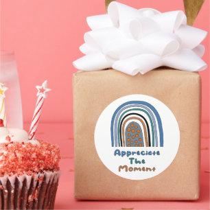 Die motivierend Boho-Regenbogenpresse schätzen Runder Aufkleber