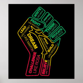 Die motivierend Faust des Schwarzen Geschichtsheld Poster