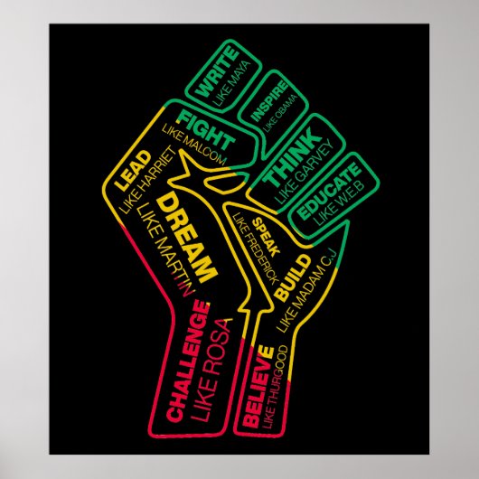 Die motivierend Faust des Schwarzen Geschichtsheld Poster (Vorne)