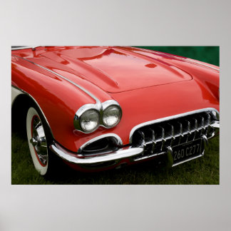die Motorhaube eines klassischen Sportwagens Poster