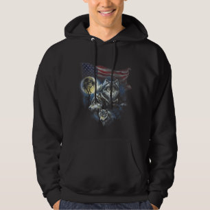 Die Mountain Men's Wolfs Lookout Flagge amerikanis Hoodie