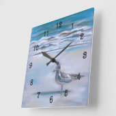 Die Möwe an der Küste Quadratische Wanduhr (Winkel)