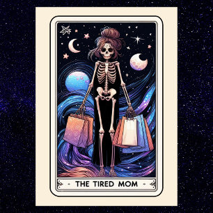 Die müde Mutter Tarot Einkaufsskelett Lustige Mutt Postkarte