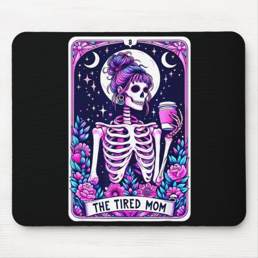 Die müde Mutter Tarotkarte Skelett-Mutter Hallowee Mousepad (Vorne)