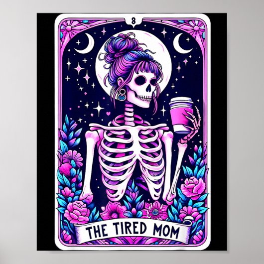 Die müde Mutter Tarotkarte Skelett Mutter Hallowee Poster (Vorne)