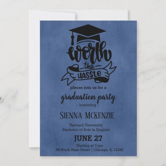 Die Mühe wert - blau Einladung (Vorderseite)