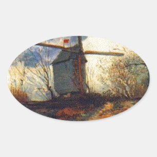 Die Mühle von La Galette Van Gogh Ovaler Aufkleber