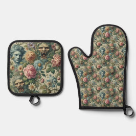 Die Muse Cerulean - gotisch Viktorianisch Ofenhandschuh & Topflappen-Set
