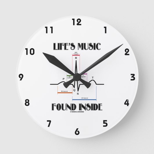 Die Musik des Lebens im EKG/EKG Heartbeat Runde Wanduhr (Vorderseite)