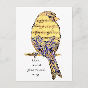 Die Musik gibt meinem Soul den Bird Postkarte