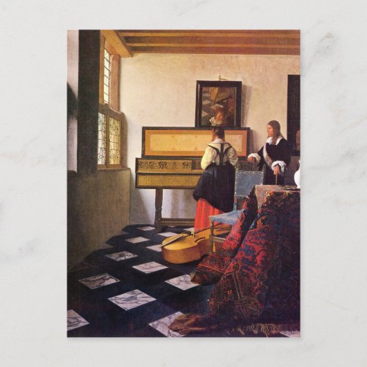 Die Musikstunde von Johannes Vermeer Postkarte (Vorderseite)