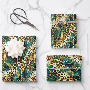 Die Muster Green und Gold von Safari Animals Geschenkpapier Set