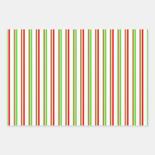 Die Muster sind grün, weiß, rot und weich. Geschenkpapier Set (Vorderseite)