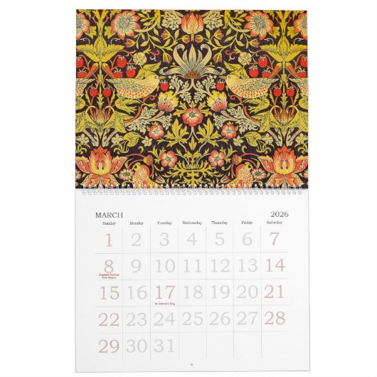 Die Muster von William Morris Kalender (Mär 2026)
