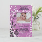 Die MUTIGE u. SCHÖNE BLUMENFoto-Baby-Benennung Einladung (Stehend Vorderseite)