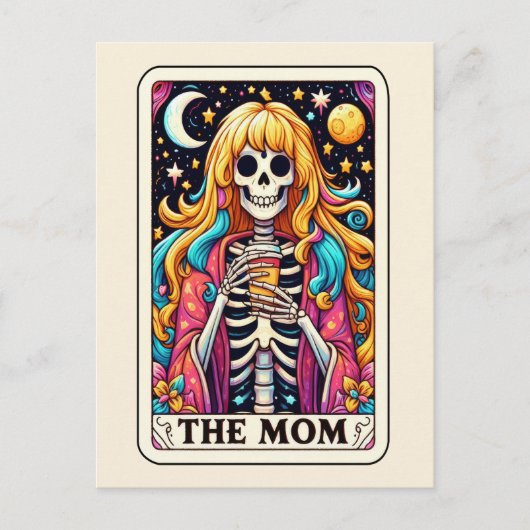 Die Mutter Tarot Kaffee Skelett Hippie Mutter Postkarte (Vorderseite)