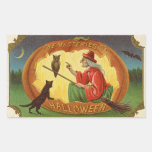 Die Mysterien der Halloween-Hexe Vintage Rechteckiger Aufkleber