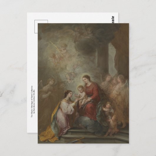 Die mystische Ehe von St. Catherine durch Murillo Postkarte (Vorne/Hinten)