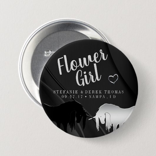 Die mystische Einhornhochzeit (Blumenmädchen) Button (Vorne & Hinten)