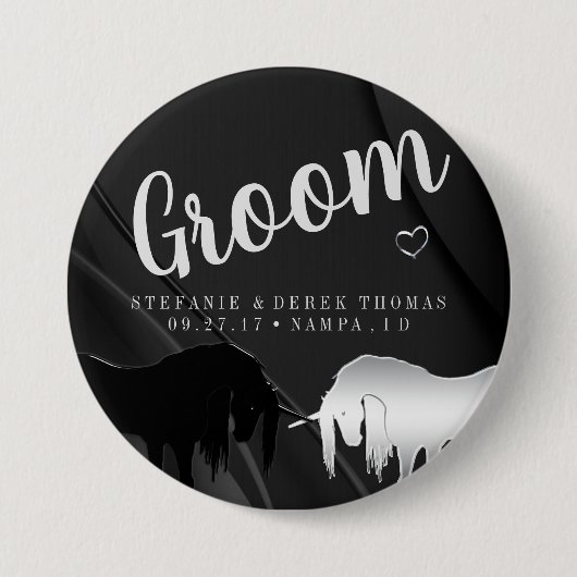 Die mystische Einhornhochzeit (Groom) Button (Vorderseite)