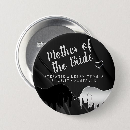 Die mystische Einhornhochzeit (Mutter der Braut) Button (Vorne & Hinten)