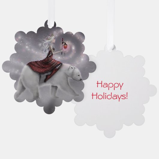 Die mystische Haareskönigin auf dem Polar-Bären Ornament Karte (Vorderseite/Rückseite)