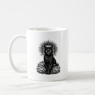 Die Mystische Katze - Third Eye Cat Holzschnitt Kaffeetasse