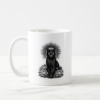 Die Mystische Katze - Third Eye Cat Holzschnitt Kaffeetasse