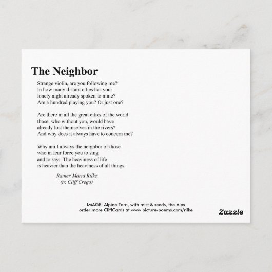 DIE NACHBARN POSTKARTE (Rückseite)