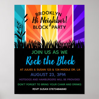 Die Nachbarschaft bildet den Block Party Einladung Poster