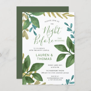 Die Nacht, bevor sie Aquarell-Laub Wedding, laden Einladung
