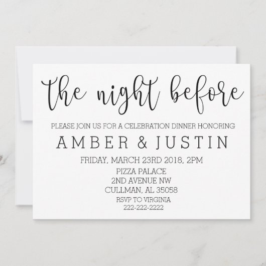 Die Nacht davor| Einladung (Vorderseite)