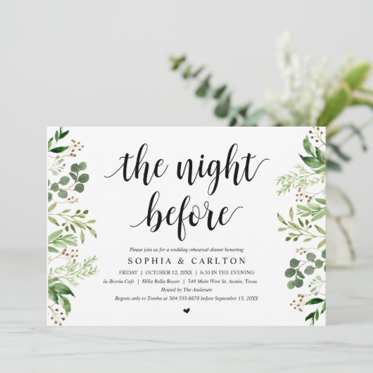 Die Nacht davor, Grün, Probe Abendessen Einladung (Stehend Vorderseite)
