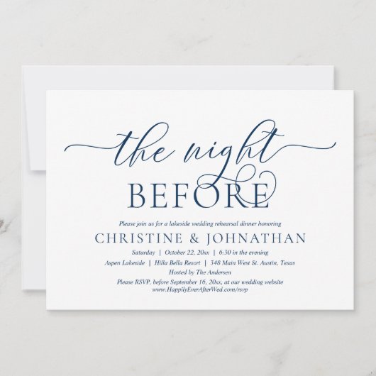 Die Nacht davor, Hochzeit Probe Dinner Einladung (Vorderseite)