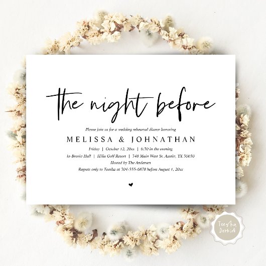 Die Nacht davor, Hochzeit Probe Dinner Einladung