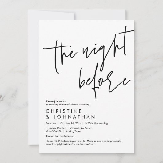 Die Nacht davor, Hochzeit Probe Dinner Einladung (Vorderseite)