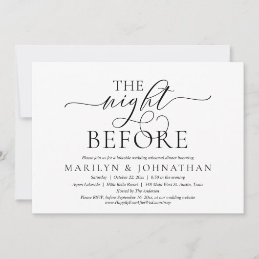 Die Nacht davor, Hochzeit Probe Dinner Einladung (Vorderseite)